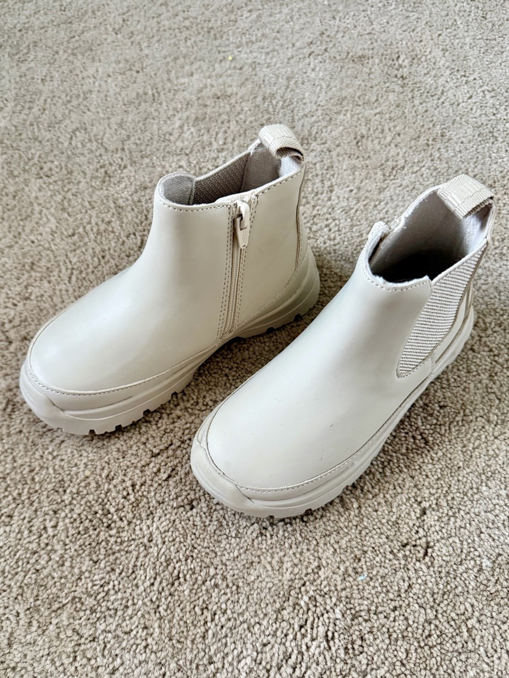 Zara Kids Cream Chelsea Ankle Boots with Side Zip